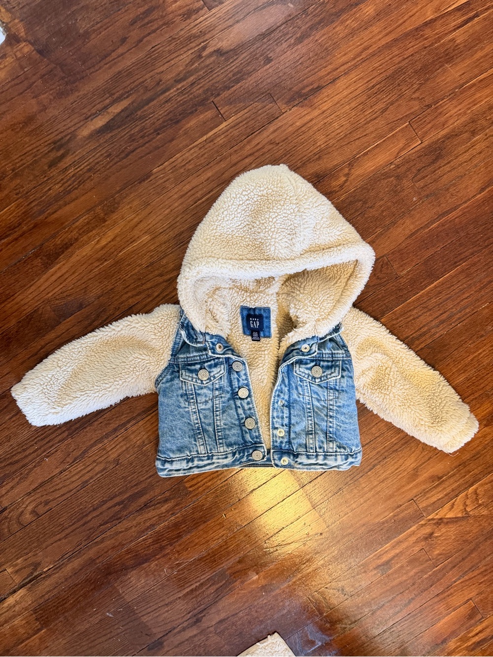 GAP Kids Cream Sherpa denim jacket